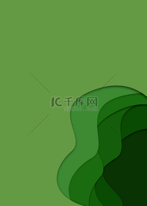 剪纸切割曲线形状抽象绿色背景