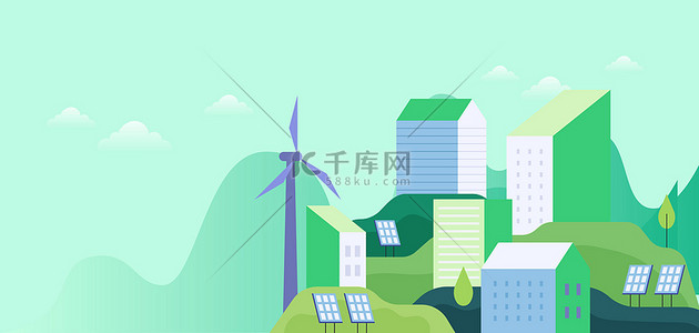 绿色城市背景图片_绿色太阳能新能源背景素材