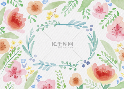 白色背景婚礼背景图片_花卉抽象水彩风格精美壁纸背景