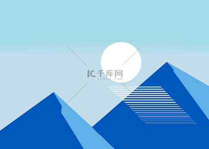 夜晚夏季背景图片_山水几何简约蓝色背景