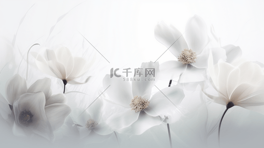 白色小清新花朵背景图片_白色简约质感花朵背景