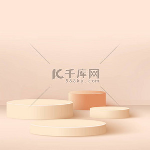 color背景图片_Abstract background with cream color geometric 3d podiums. Vector.