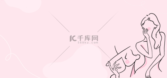 婚姻插画背景图片_女人线条简约剪影背景