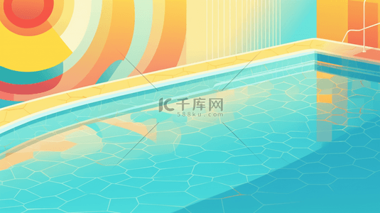 夏日小清新泳池插画背景
