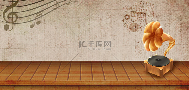 音乐唱片机背景图片_老上海唱片机复古背景