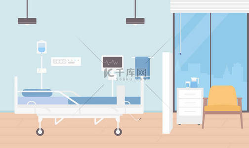 医院床位背景图片_卡通医院房间室内背景