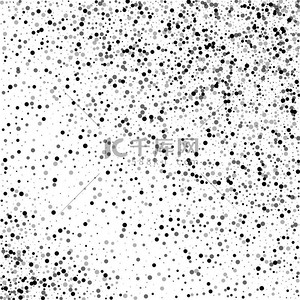 密集的黑点随机散射与密集的黑点，在白色背景矢量图