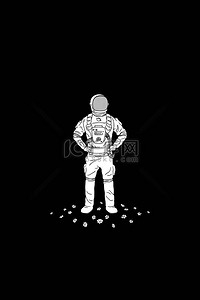 孤独的宇航员。宇航员的孤立的轮廓。穿宇航服的人