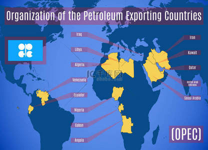 《石油输出国组织(欧佩克)示意图》。矢量说明.