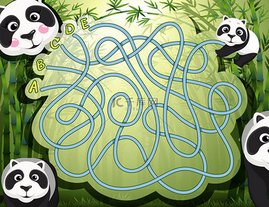 病媒生物背景图片_迷宫游戏与熊猫和竹子