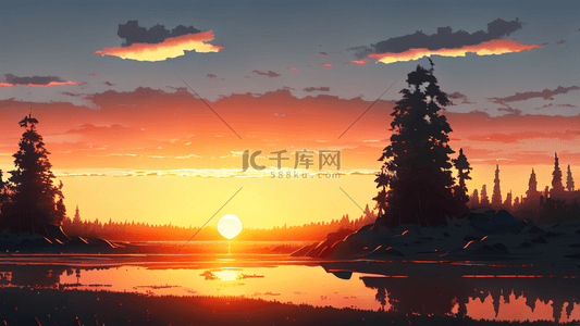 
日落夕阳余晖风景