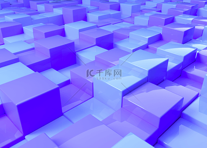 紫色背景音乐背景图片_3d浅蓝抽象方块背景