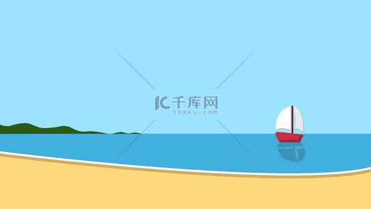 沙滩海景壁纸背景图片_极简主义风格海边电脑壁纸背景