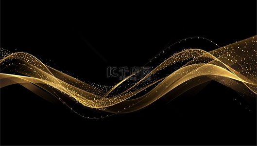抽象的金色烟雾波闪亮的金色动线设计元素在深色背景上具有闪光效果用于礼品贺卡和折扣券矢量插图抽象黄金波浪闪亮的金色动线设计元素具有闪光效果