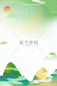 手绘粽子背景图片_端午节粽子绿色国潮风传统节日海报背景