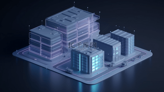 商务科技智慧背景图片_蓝色商务科技智慧城市建筑
