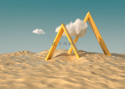 沙漠地形创意现代风格3d渲染背景