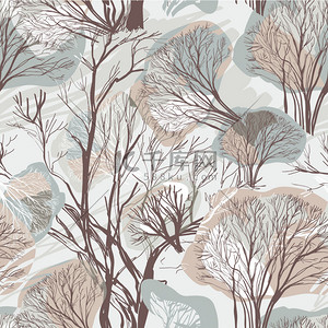 白summer背景图片_Seamless pattern with trees