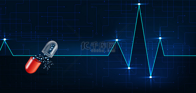 胶囊背景图片_健康医疗分子分解图红色胶囊简约科技背景