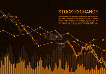 涨跌背景图片_橙色证券交易所市场或金融烛台图,有涨跌之势和文字矢量
