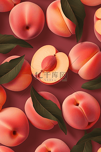 平铺桃子底纹纹理背景