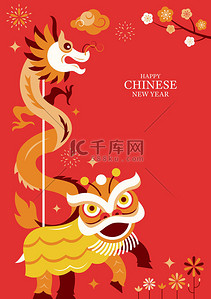 春节舞龙舞狮背景图片_中国新年舞狮舞龙的背景、假期、问候及庆祝活动
