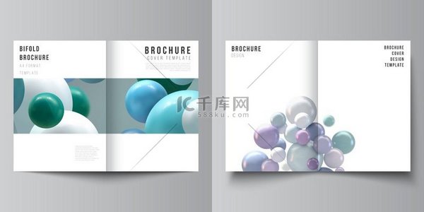 两个 A4 封面样机模板的矢量布局，用于双折小册子、传单、杂志、封面设计、书籍设计。