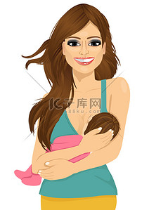 节目单内页背景图片_有吸引力的年轻母亲，母乳喂养她的孩子