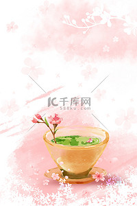 花茶菜單背景图片_春日饮品春茶花茶