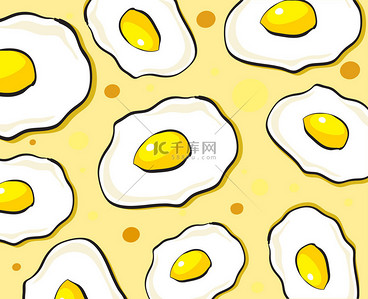 食品背景黄色背景图片_波普艺术煎的鸡蛋模式