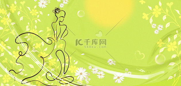 线描妇女节背景图片_清新三八个性女神节