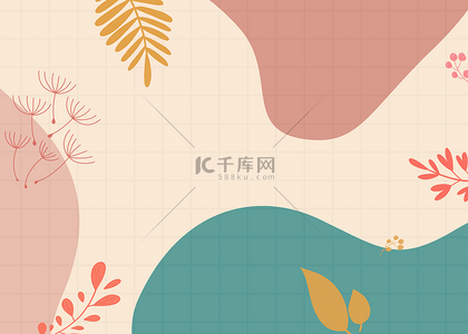 几何海报设计背景图片_植物抽象线条树叶花纹背景