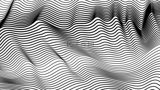 错觉堆叠波浪线条黑白抽象背景