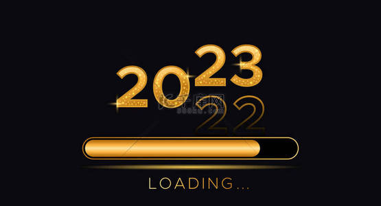 happy年year背景图片_Happy new year banner with 2023 loading. Holiday vector illustration of Golden numbers 2023 background. vector illustration