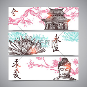 Asian Banners Set