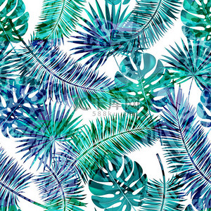 森林与背景图片_美丽的无缝矢量花卉夏季模式背景与热带棕榈树叶和动物的版画。完美的壁纸, 网页背景, 表面纹理, 纺织品.