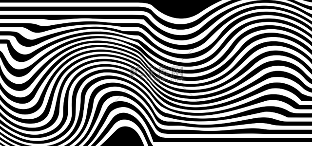 矢量复古花纹背景图片_错觉线条黑白波纹抽象背景