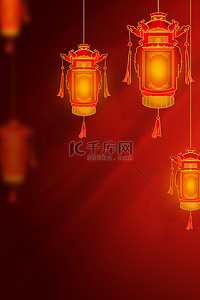 新年新春宫灯红色简约中国风