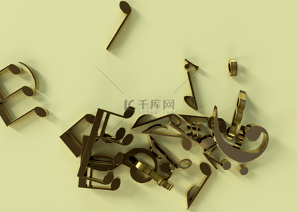 金色音乐符背景图片_3d黑色金属音符堆叠排列