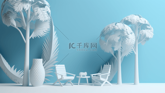 度假创意背景图片_彩色夏季3D立体度假背景