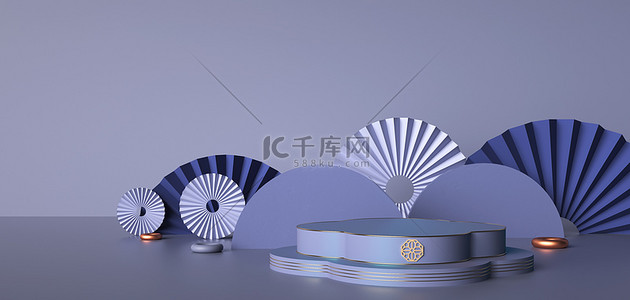 国潮展台c4d背景图片_中国风展台c4d古风背景