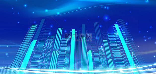 蓝色线条科技城市高清背景