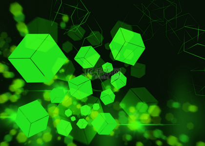 立方体抽象质感绿色背景