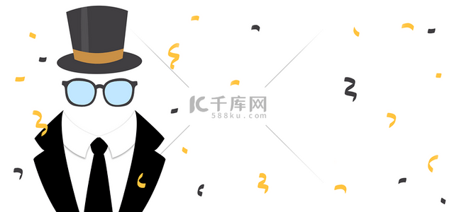 西装背景背景图片_台湾父亲节黑色帽子眼镜西装背景
