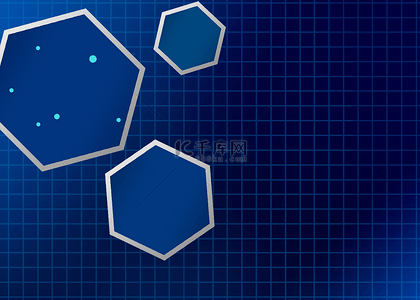 白色渐变格子背景图片_蓝色科技感六边形背景