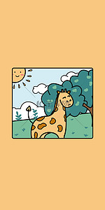 矢量卡通动物图背景图片_卡通动物对话框手机壁纸可爱长颈鹿