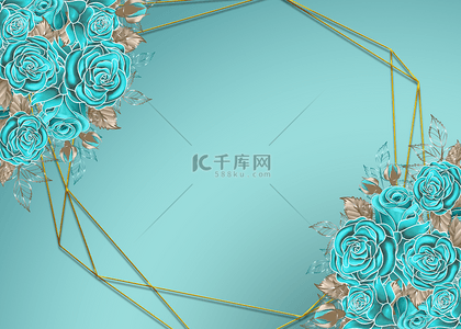 蓝色植物花卉背景图片_绿松石婚礼结婚浪漫玫瑰背景