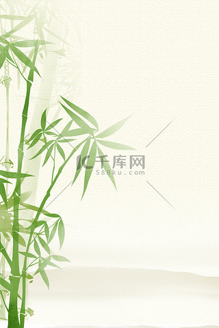 中国风海报背景图片_简约山水竹子绿色水墨中国风海报背景