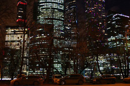 街拍背景图片_城市莫斯科夜街 