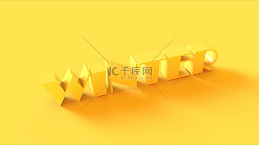 黄色冬季背景图片_明亮的黄色冬季标志 3d 插图 3D 渲染 